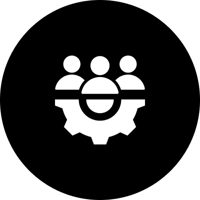 Icon of people inside a gear.